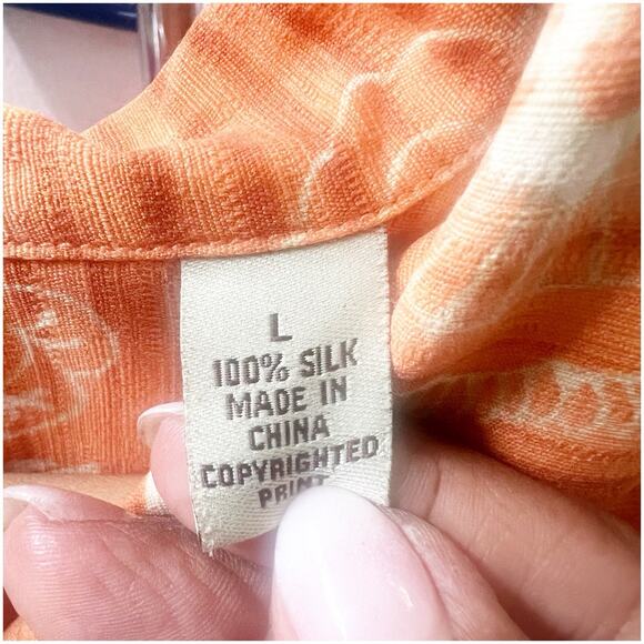 Tommy Bahama 100% Silk Shirt Dragons Asian Print Size Large Cabana - Picture 9 of 10